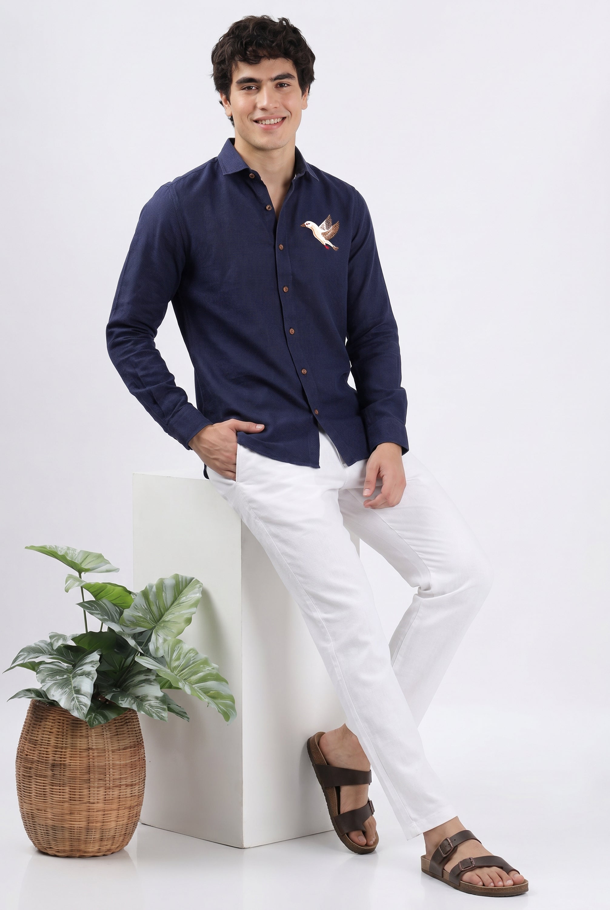 Azure Wings Premium Embroidered  Shirt