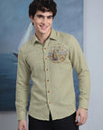 Ocean Voyage Sage Green Premium  Embroidered Shirt