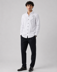 Pure White Minimal Koi Line Art Premium Cotton Satin Shirt