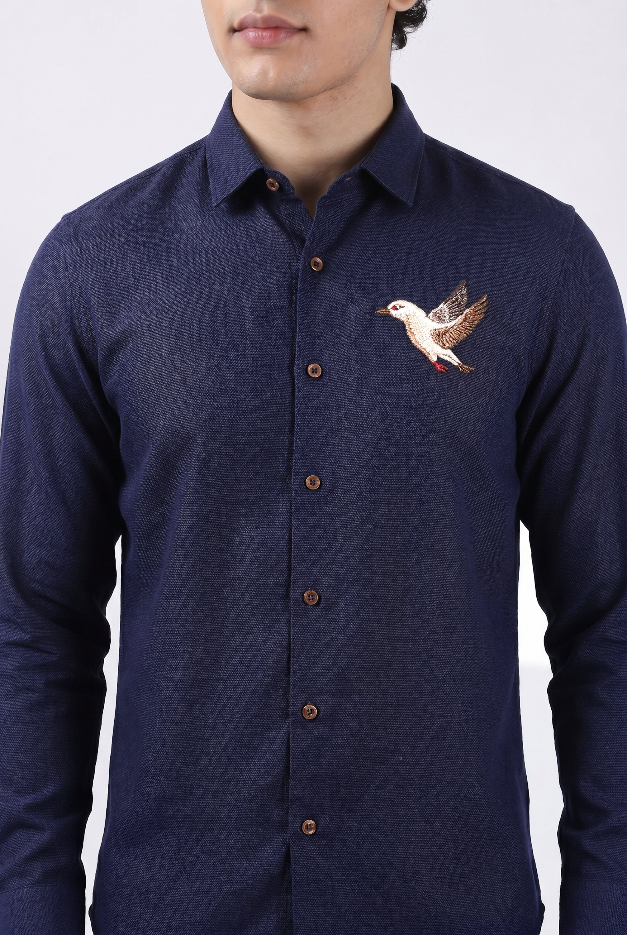 Azure Wings Premium Embroidered  Shirt