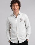 Coffee & Chill Premium Embroidered   Linen Shirt