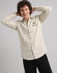 Coffee Tales Embroidery  Linen Shirt