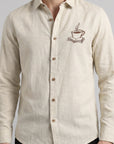 Coffee Tales Embroidery  Linen Shirt