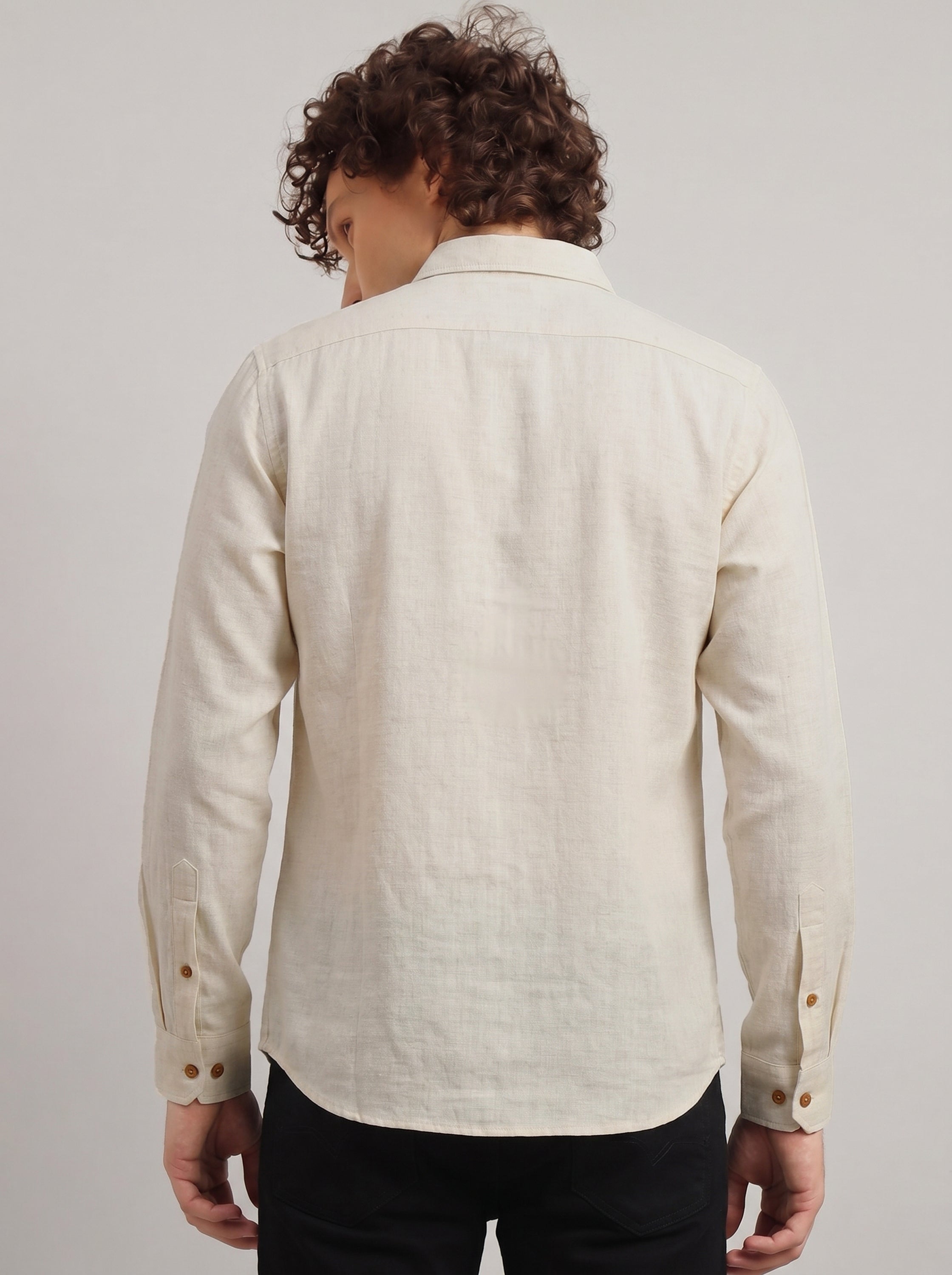 Coffee Tales Embroidery  Linen Shirt