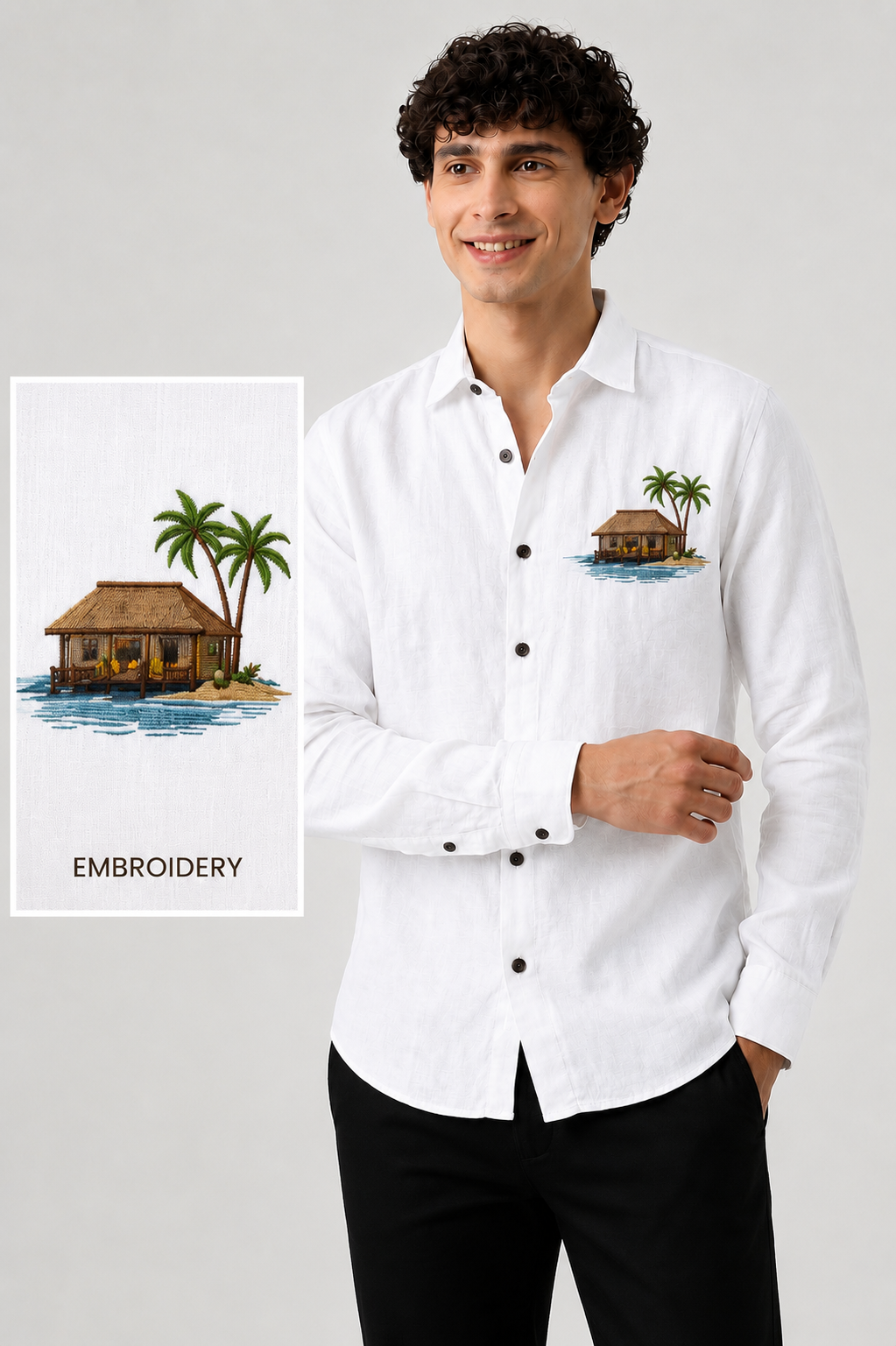 Tropical Beach Hut Full Sleeve Casual Shirt