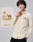 Desert Dune Premium Beige  Embroidered Shirt