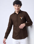 Royal Stag Premium Coffee Brown  Embroidered Shirt