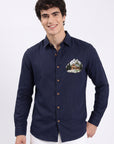 Mountain Lodge Premium Navy Blue  Embroidered Shirt