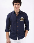 Mountain Lodge Premium Navy Blue  Embroidered Shirt