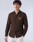 Royal Stag Premium Coffee Brown  Embroidered Shirt