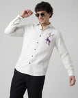 Royal Stag Premium White  Embroidered Shirt