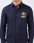 Mountain Lodge Premium Navy Blue  Embroidered Shirt