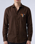 Royal Stag Premium Coffee Brown  Embroidered Shirt