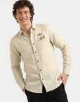 Coastal Escape Premium Beige  Embroidered Shirt