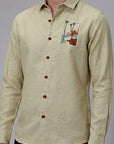 Tropical Horizon Embroidery  Sage Green Shirt