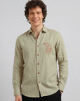 Sage Leaf Premium  Embroidered Shirt