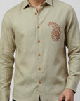 Sage Leaf Premium  Embroidered Shirt