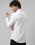 Crimson Sky Crane Premium White  Embroidered Shirt
