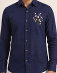 Midnight Bloom Premium Embroidery  Shirt