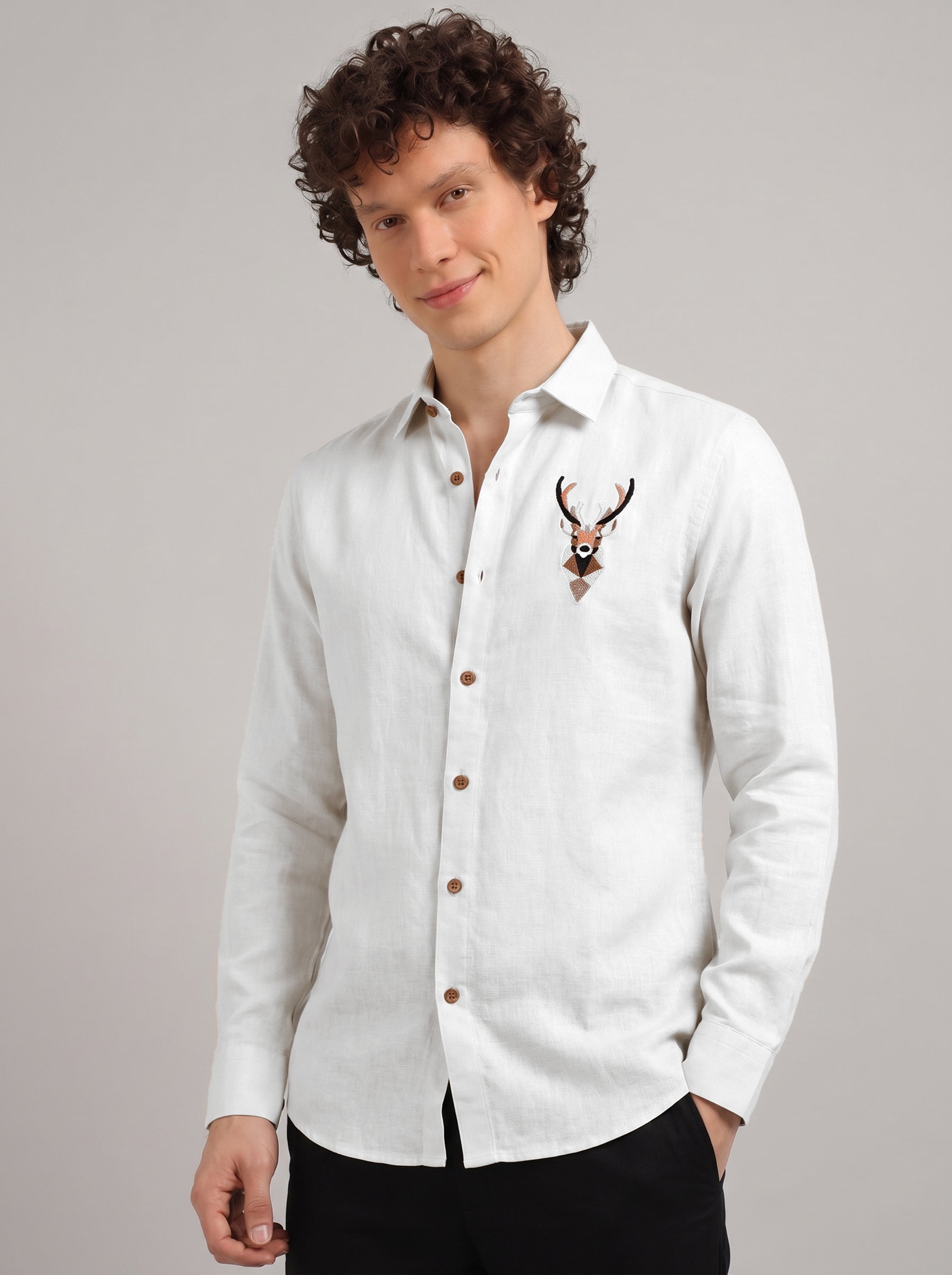 Nordic Stag Premium Embroidery  Shirt