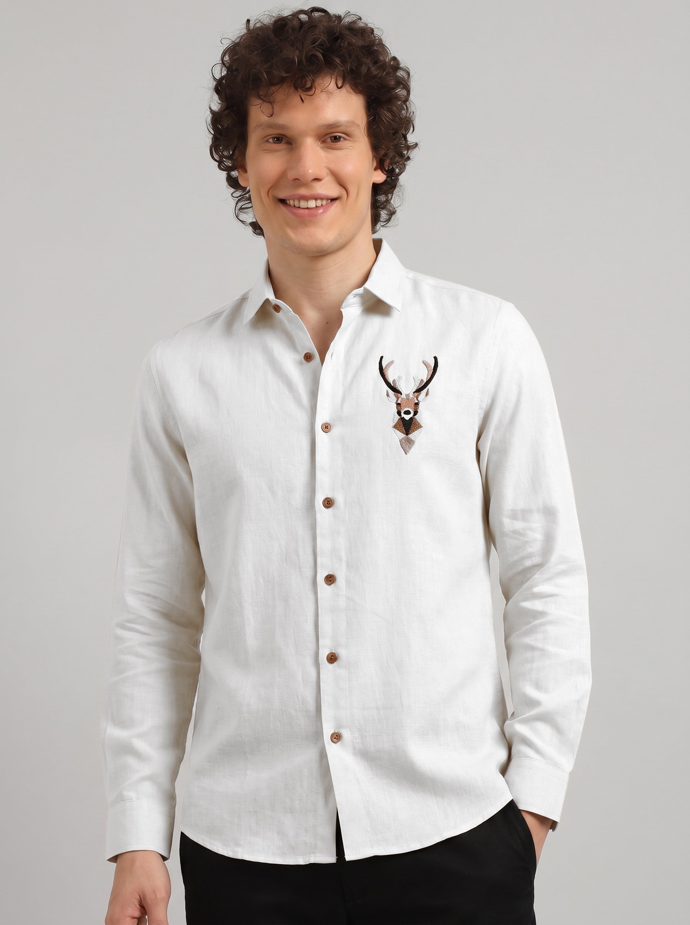 Nordic Stag Premium Embroidery  Shirt