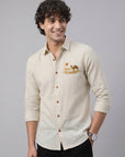 Desert Dune Premium Beige  Embroidered Shirt