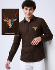 Royal Stag Premium Coffee Brown  Embroidered Shirt
