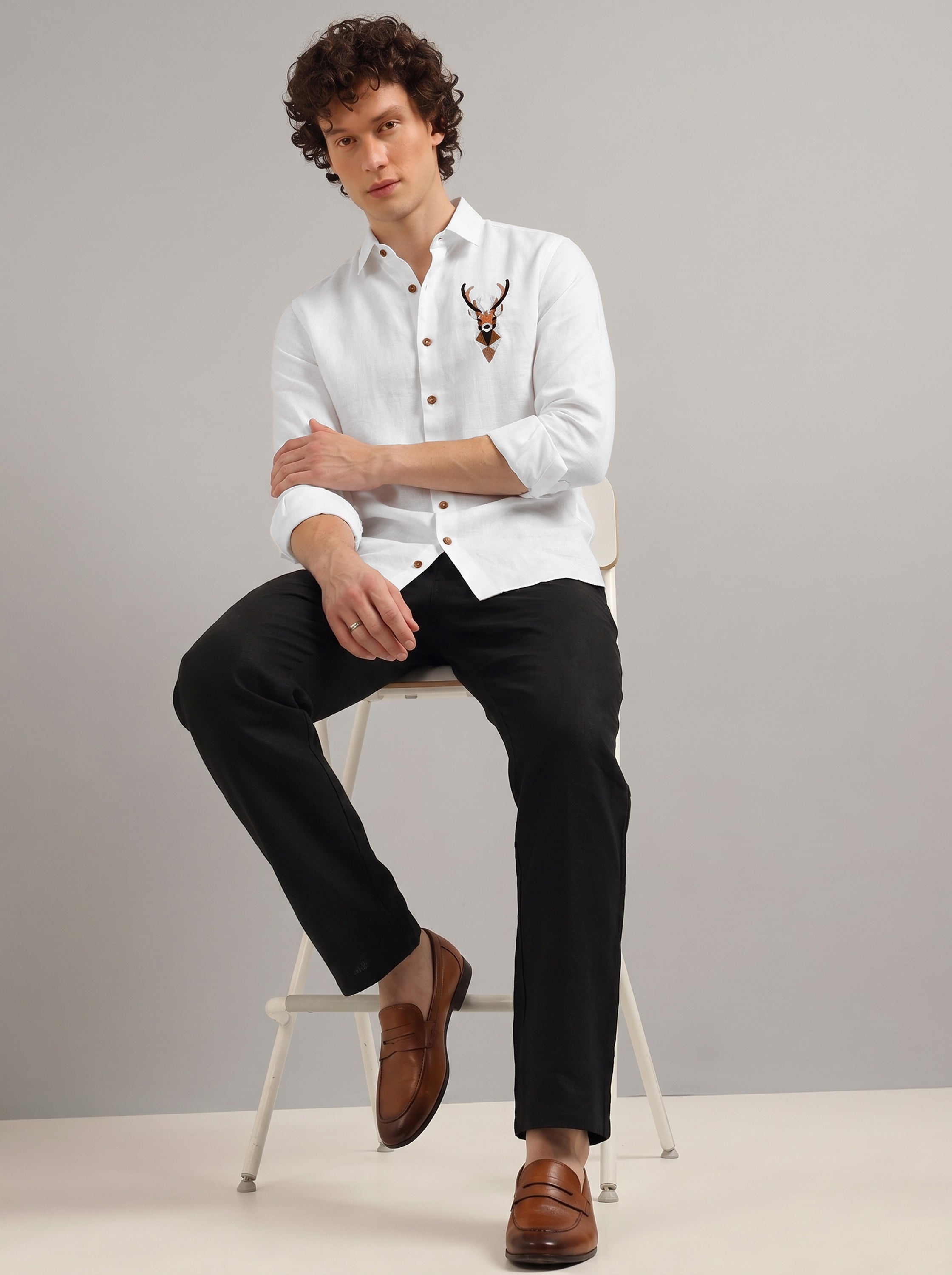 Nordic Stag Premium Embroidery  Shirt