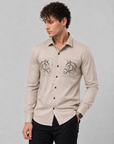 Desert Stallion Beige Satin Designer Shirt