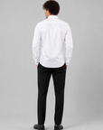 Pure White Geometric Deer Premium Cotton Satin Shirt
