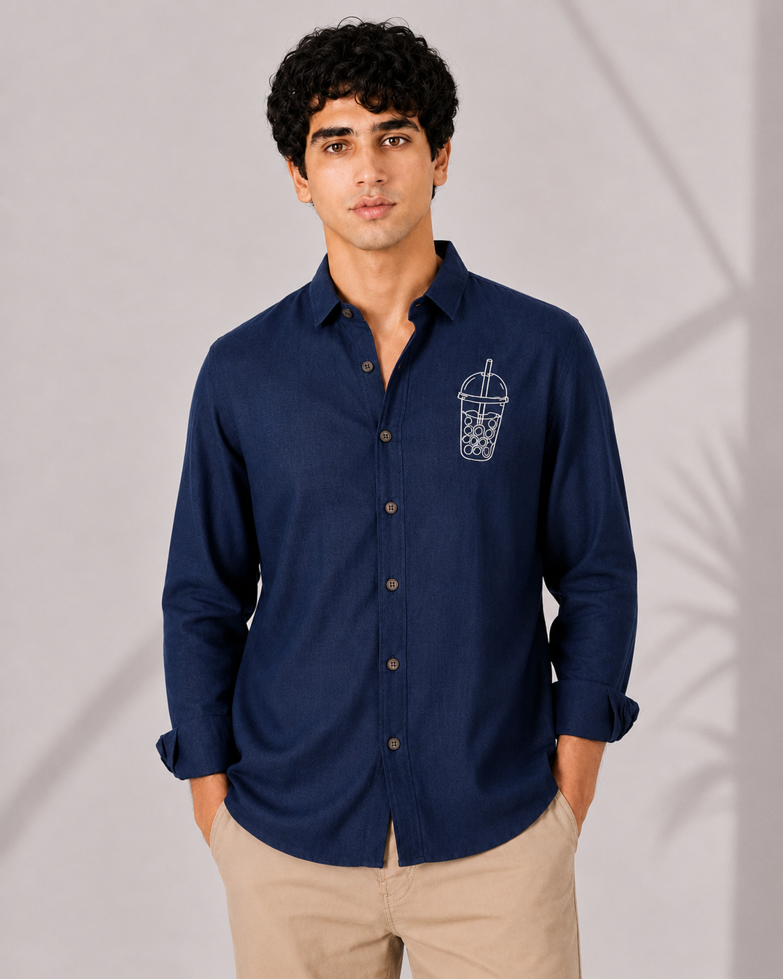Bubble Brew Embroidered Cotton Shirt