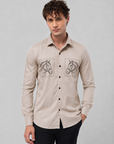 Desert Stallion Beige Satin Designer Shirt
