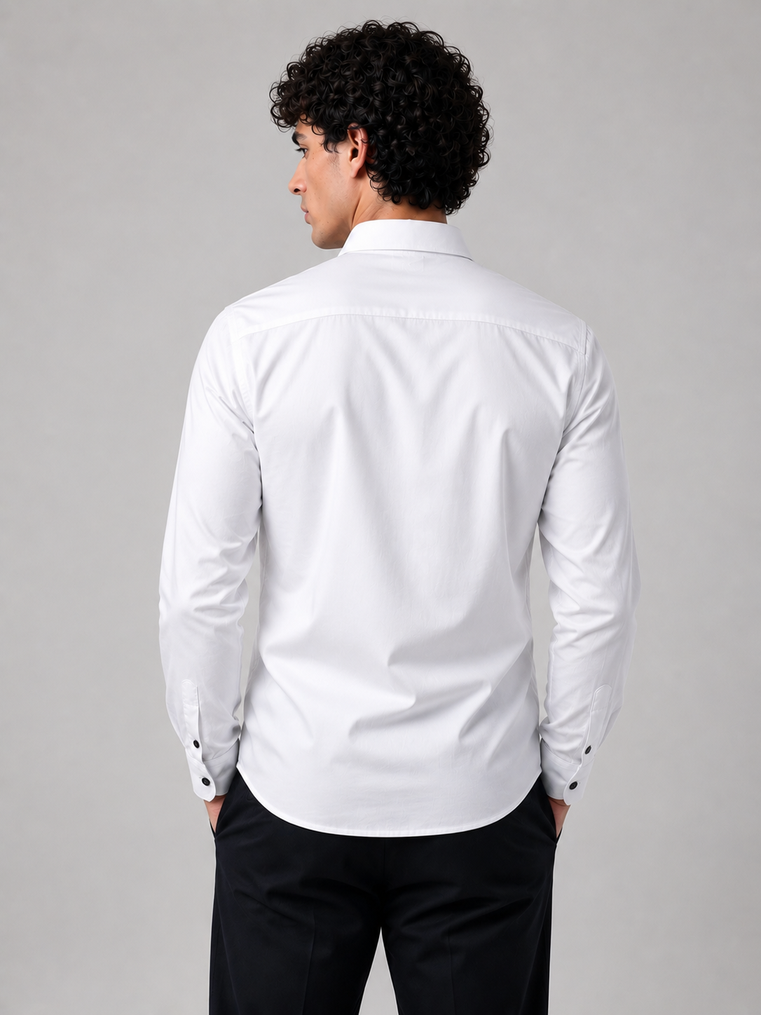 Pure White Abstract Dual Art Premium Satin Shirt