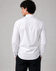 Pure White Minimal Koi Line Art Premium Cotton Satin Shirt