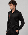 Midnight Black Rose Emblem Premium Satin Shirt