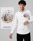 Sailboat & Wave Chest Embroidery Design