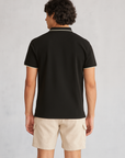 Placket Detail Regular Polo Shirt black