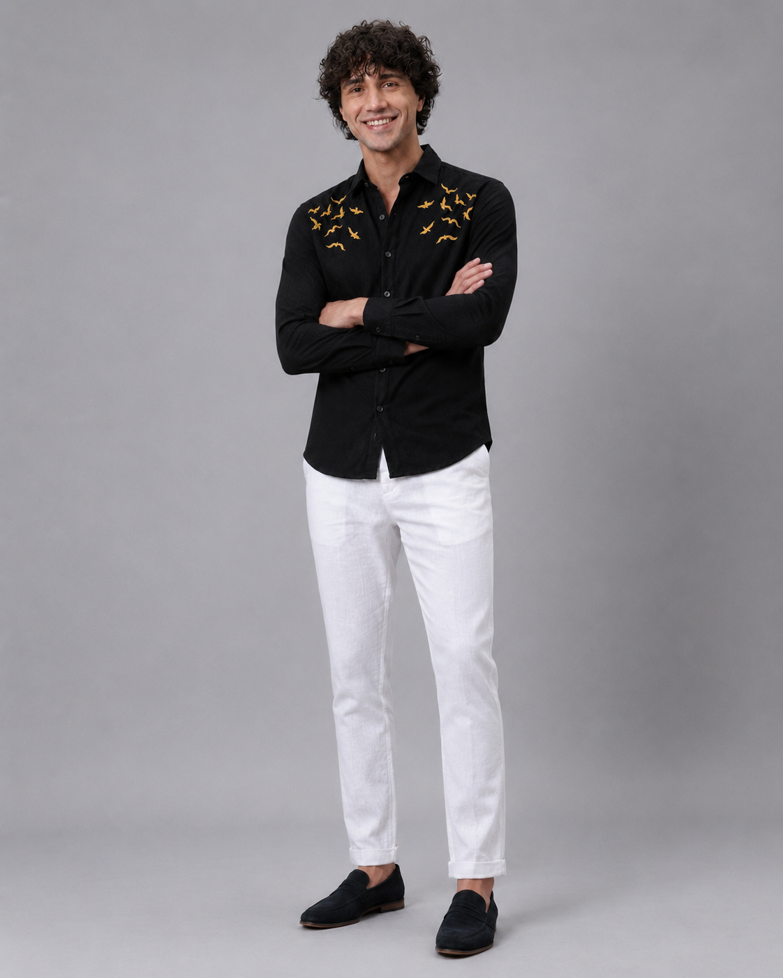 Golden Flight Embroidered Cotton Shirt