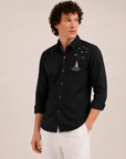 Midnight Voyage Embroidered Cotton Shirt