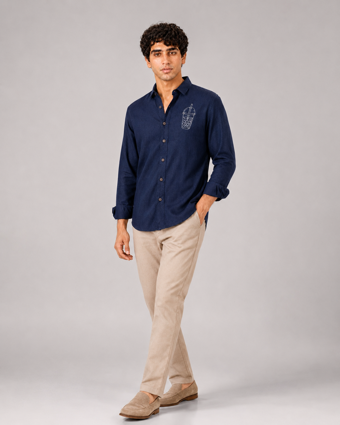 Bubble Brew Embroidered Cotton Shirt