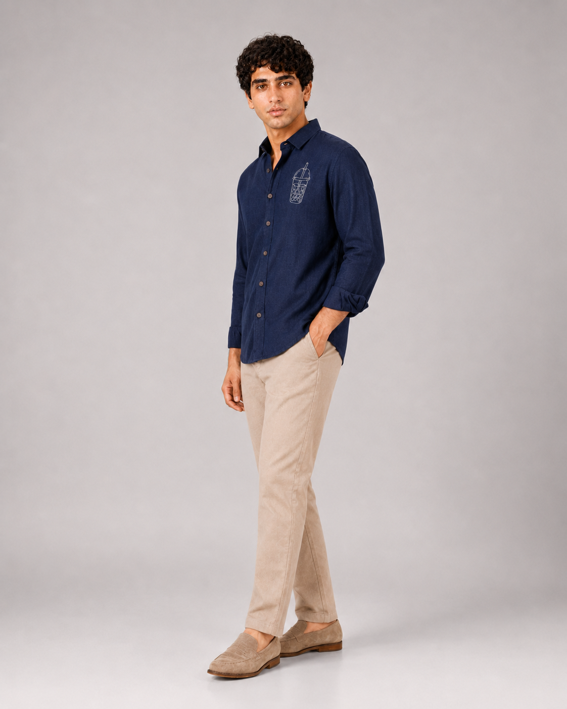 Bubble Brew Embroidered Cotton Shirt