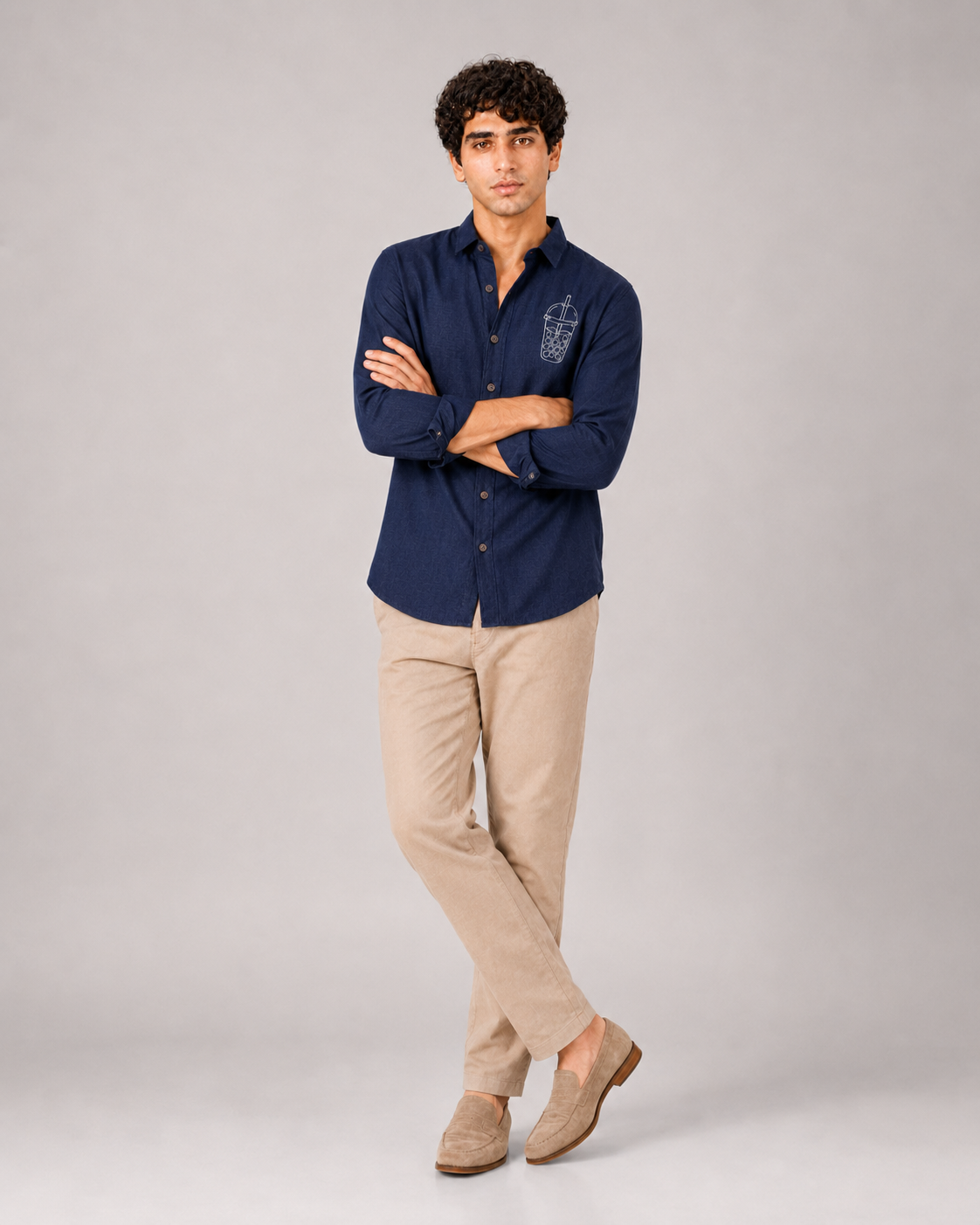Bubble Brew Embroidered Cotton Shirt