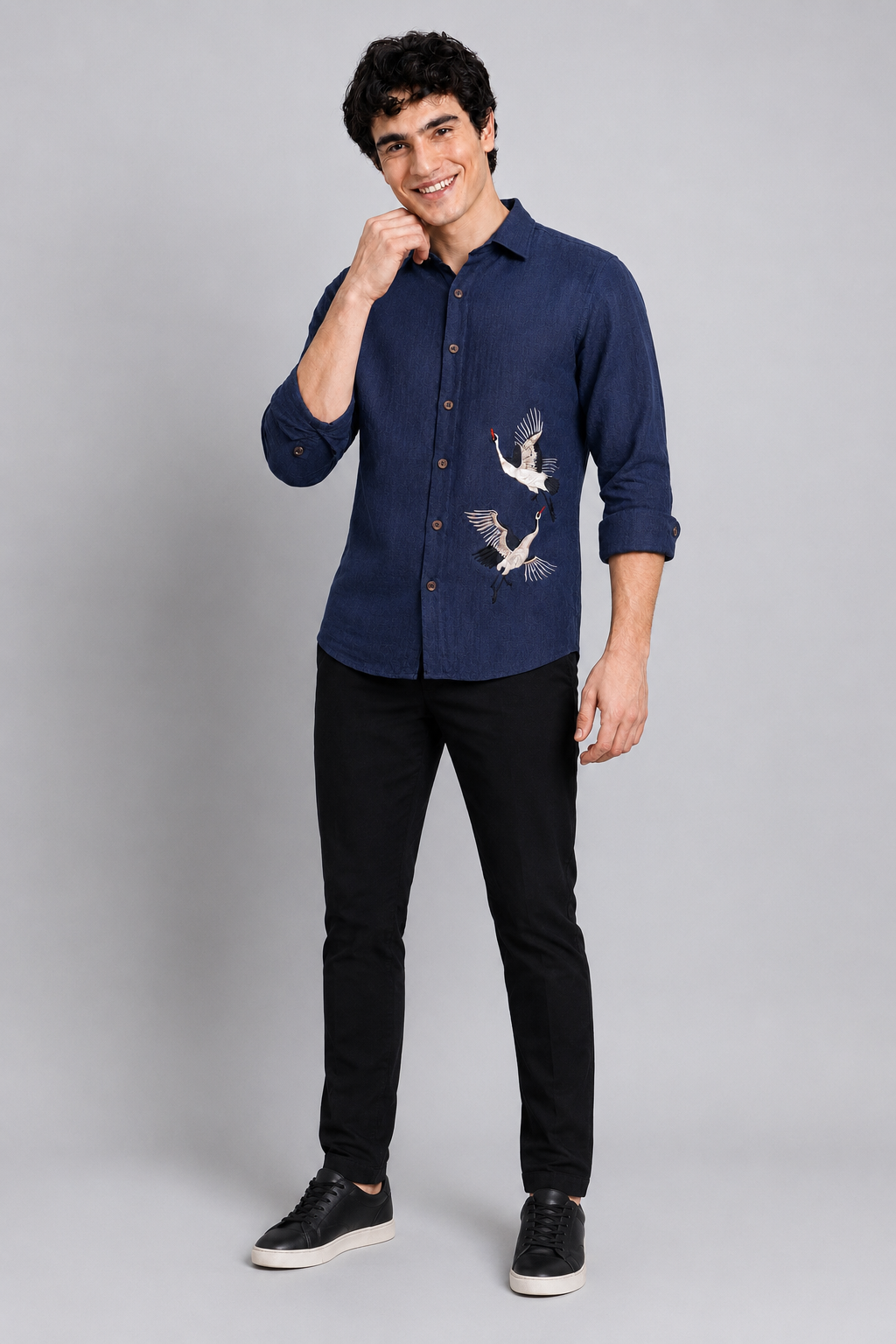 Twin Flying Crane Full Sleeve Casual Shirt