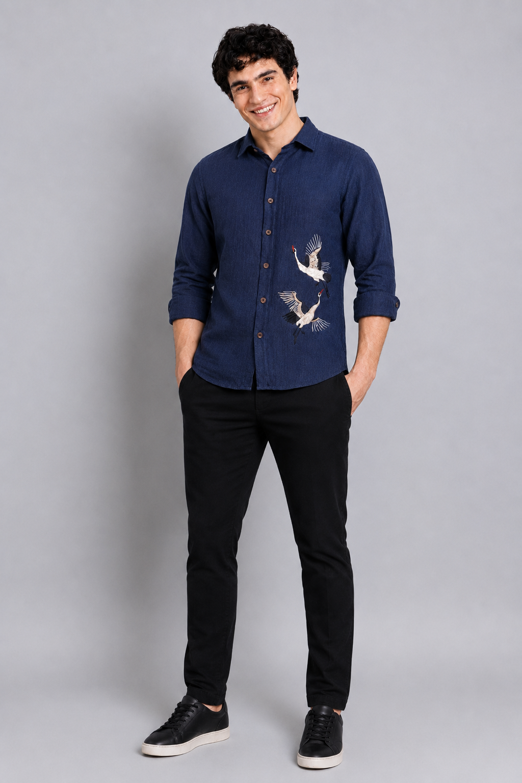 Twin Flying Crane Full Sleeve Casual Shirt