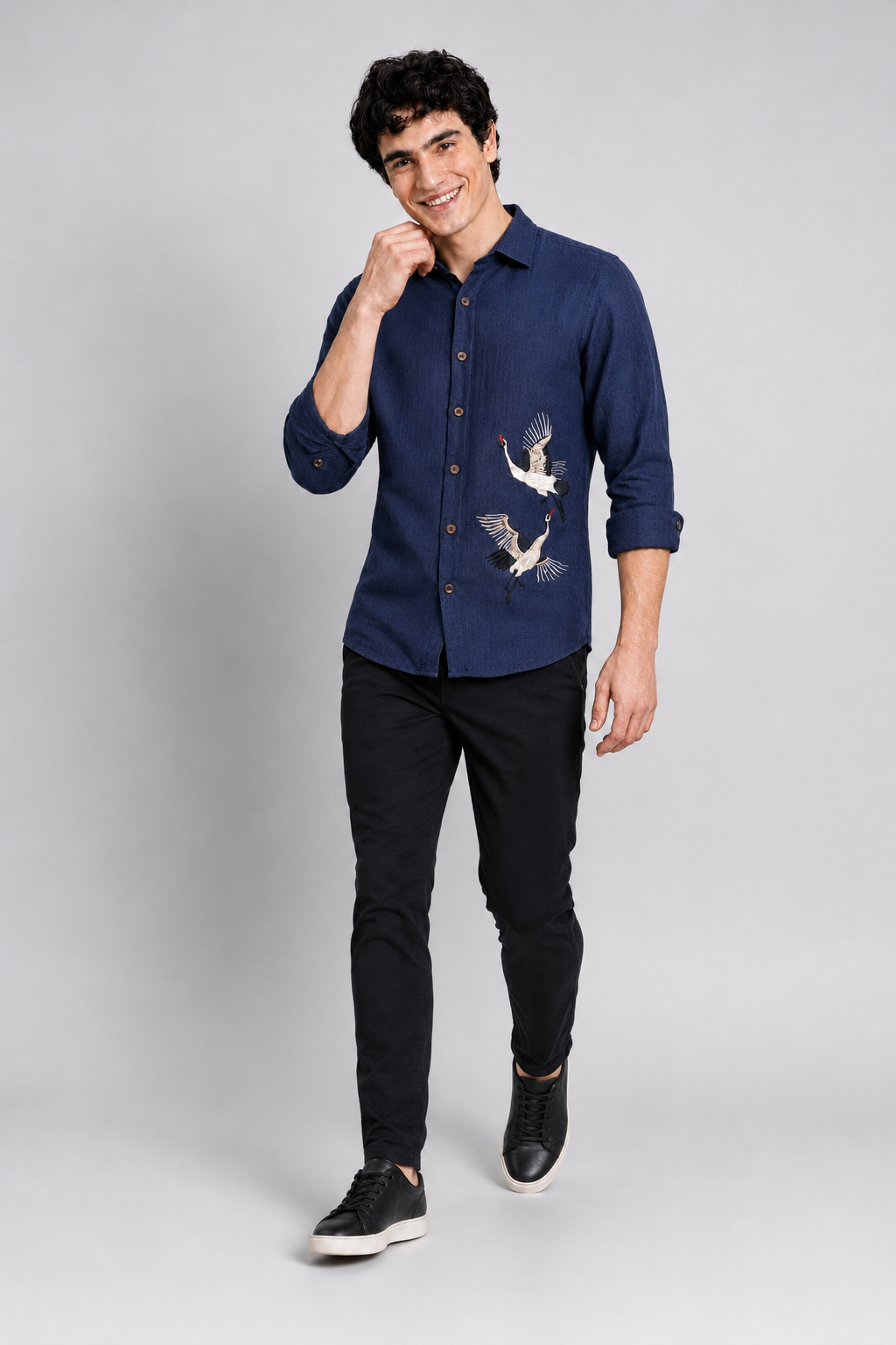 Twin Flying Crane Full Sleeve Casual Shirt