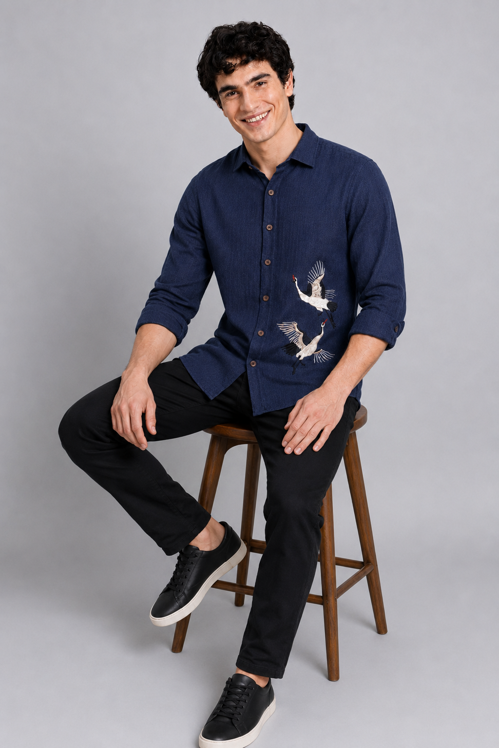 Twin Flying Crane Full Sleeve Casual Shirt
