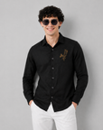 Midnight Bloom Embroidered Cotton Shirt