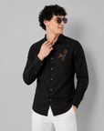 Midnight Bloom Embroidered Cotton Shirt