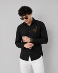 Midnight Bloom Embroidered Cotton Shirt