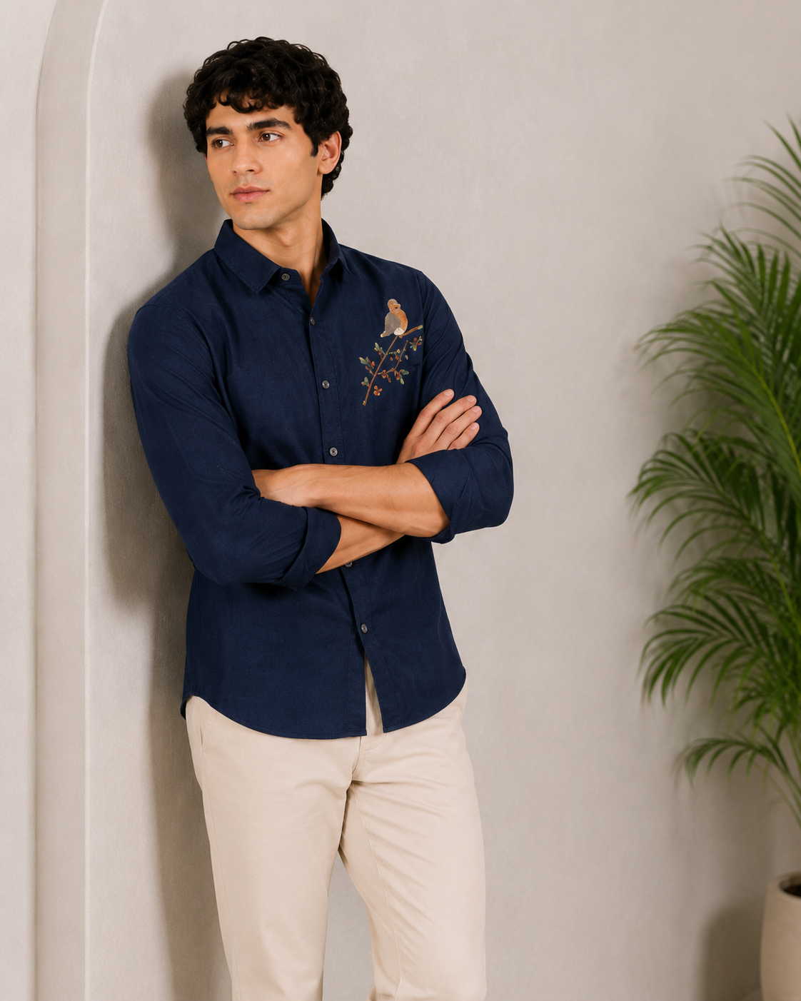 Songbird Embroidered Cotton Shirt
